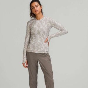 Lululemon Its Rulu Run Long Sleeve Shirt in Jacquard White Opal Rover size 16